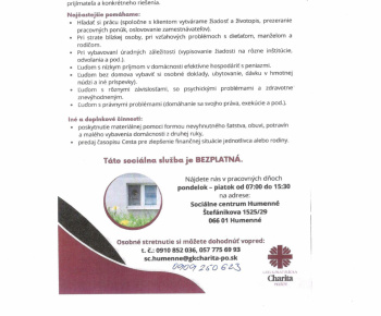 Aktuality / Sociálne centrum Humenné - informácie - foto