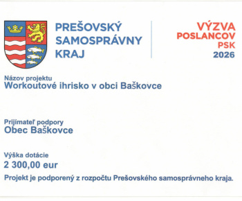 Aktuality / Publicita projektu - Workoutové ihrisko v obci Baškovce - foto